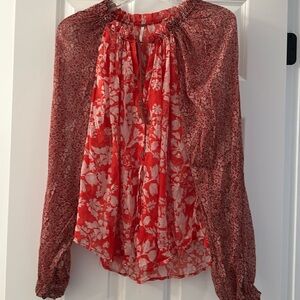 Free People Hendrix Red Boho Top